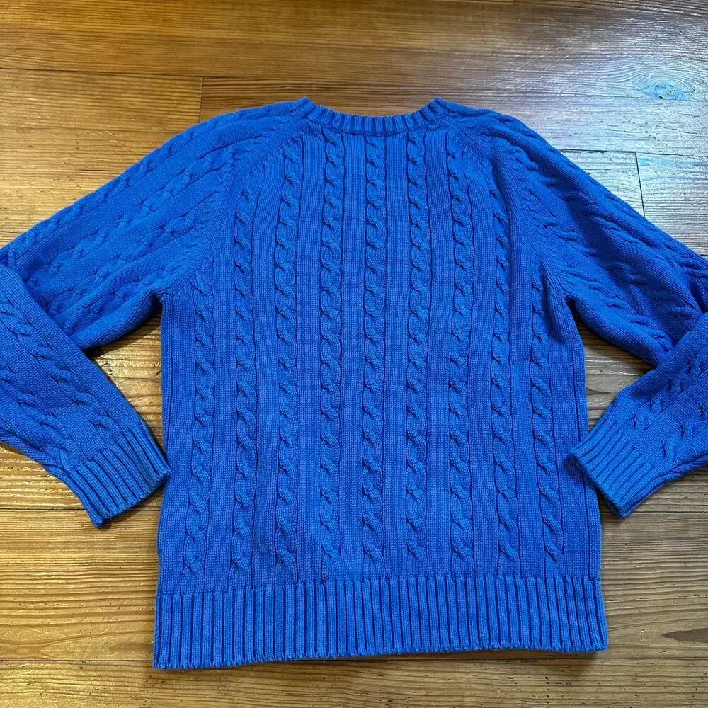 Lands' End periwinkle blue cable knit crew sweater SIZE 14‎ - Picture 4 of 4